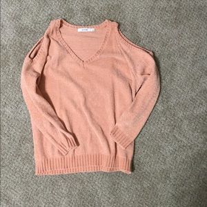 NWOT Pink soft cold shoulder sweater